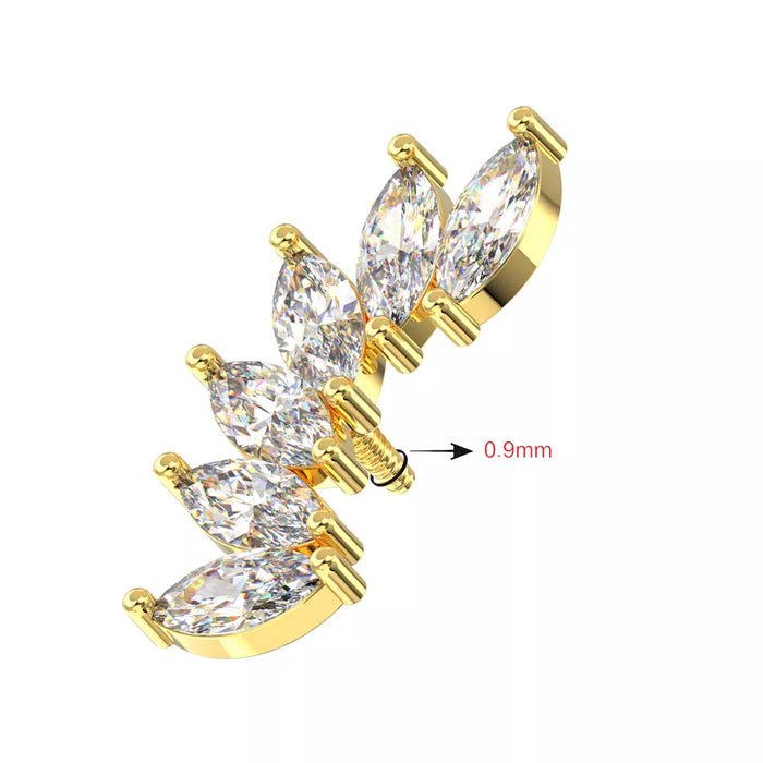 316L Surgical Steel Marquise CZ Fan Internally Threaded Accessory Top