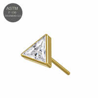 G23 Titanium CZ Jewelled Triangle Threadless Push-fit Top - Monster Piercing