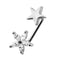 316L Surgical Steel Crystal Flower with Star Surface Piercing