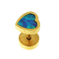 316L Surgical Steel Heart Pattern Opal Stone Fake Ear Plug