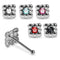 925 Sterling Silver 5pcs CZ Jewelled Square Design Nose Bone Box