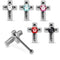 925 Sterling Silver 5pcs CZ Jewelled Cross Nose Bone Box
