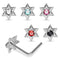 925 Sterling Silver 5pcs Jewelled Star L-Bend Nose Stud Box