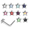 925 Sterling Silver 10pcs CZ Jewelled in Star Center L-Bend Nose Stud Box