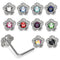 925 Sterling Silver 10pcs CZ Jewelled in Center Flower L-Bend Nose Stud Box