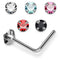 925 Sterling Silver 5pcs 2mm CZ Jewelled L-Bend Nose Stud Box