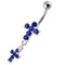 925 Sterling Silver Moving Jewelled Cross Belly Ring