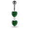 925 Sterling Silver Moving Jewelled Red Heart Belly Button Ring