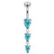 925 Sterling Silver Navel Jewelled Tear drop Belly Ring