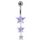 925 Sterling Silver Moving Jewelled Star in a Belly Ring