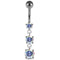 925 Sterling Silver Moving Jewelled Charms Belly Ring