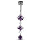 925 Sterling Silver Dangling Jewelled Belly Ring