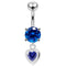 925 Sterling Silver Moving Jewelled Belly Ring