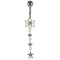 925 Sterling Silver Moving Jewelled Flower Design Banana Bar Navel Ring