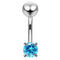 925 Sterling Silver Fancy Jewelled Non-Moving Curved Bar Navel Ring