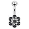 925 Sterling Silver Jewelled Flower Navel Belly Banana