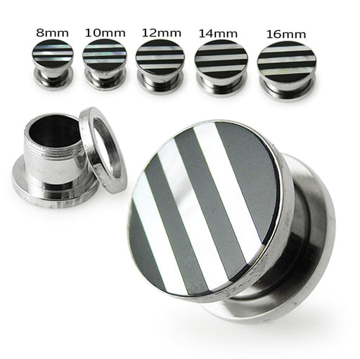 316L Surgical Steel Stripes Shell Flesh Tunnel - Monster Piercing