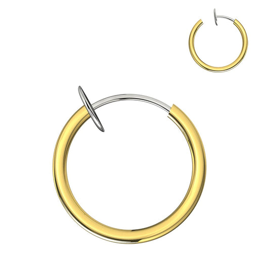 316L Surgical Steel Spring Action Gold Fake Body Jewellery Nose Hoop - Monster Piercing