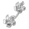 925 Sterling Silver Hibiscus Flower Pair Spinal Ring