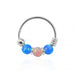 925 Sterling Silver Dark Blue with Pink Opal Bead in Center Nose Hoop Ring - Monster Piercing