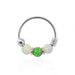 925 Sterling Silver AB with Green Opal Bead in Center Nose Hoop Ring - Monster Piercing