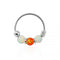 925 Sterling Silver White with Orange Opal Bead in Center Nose Hoop Ring