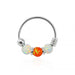 925 Sterling Silver White with Orange Opal Bead in Center Nose Hoop Ring - Monster Piercing