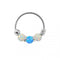925 Sterling Silver AB with Dark Blue Opal Bead in Center Nose Hoop Ring