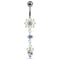 925 Sterling Silver Fancy Flower Dangling Banana Belly Ring