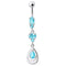 925 Sterling Silver Fancy Jewelled Navel Belly Button Ring