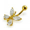 925 Sterling Silver Fancy Jewelled Butterfly Navel Ring