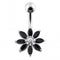 925 Sterling Silver Jewelled Flower With SS Curved Bar Belly Ring