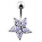 925 Sterling Silver Jewelled Flower Non-Moving Belly Ring