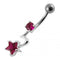 925 Sterling Silver Jewelled Star With Tail Non-Dangle Belly Ring