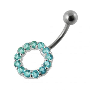 925 Sterlingsilber Bauchnabelpiercing mit Juwelen und festem Kreis