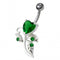 925 Sterling Silver Heart Shaped Fancy Jewelled Non-Moving Navel Ring
