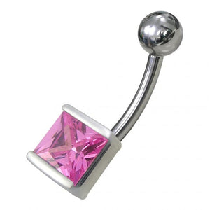 925 Sterling Silver Fancy Single Stone Non-Moving Banana Belly Ring