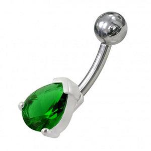 925 Sterling Silver Fancy Jewelled Non-Moving Curved Bar Navel Ring