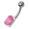 925 Sterling Silver Fancy Jewelled Non Moving Curved Belly Ring
