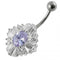 925 Sterling Silver Fancy Royal Collection Jewelled Non-Moving Belly Ring