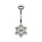 925 Sterling Silver Cute Jewelled Flower Silver Belly Ring