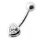 925 Sterling Silver Jewelled Heart Silver Belly Ring