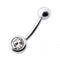 925 Sterling Silver Jewelled Ball Silver Belly Ring