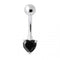 925 Sterling Silver Single Heart Jewelled Navel Banana