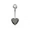 925 Sterling Silver Single Jewelled Heart in Claw Setting Navel Belly Bar