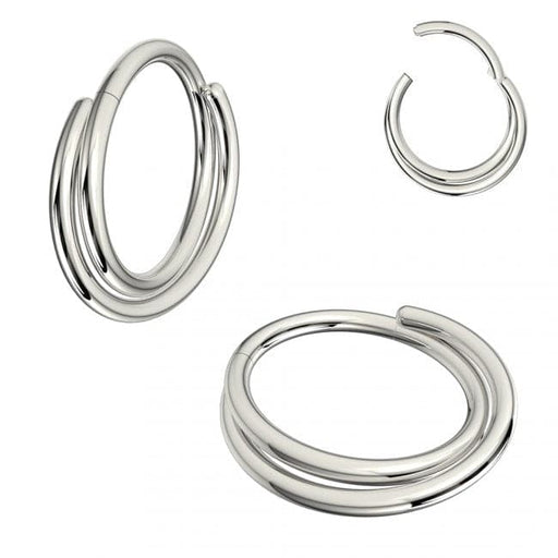 316L Surgical Steel Double Row Twisted Hinged Segment Clicker Ring - Monster Piercing