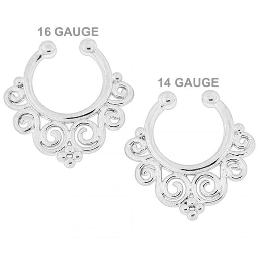 316L Surgical Steel Floral Waves Clip-On Septum Ring United Kingdom