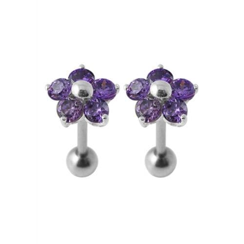 925 Sterling Silver Jewelled Daisy Ear Stud - Monster Piercing