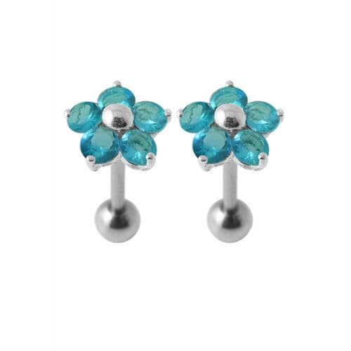 925 Sterling Silver Jewelled Daisy Ear Stud - Monster Piercing