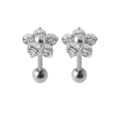 925 Sterling Silver Jewelled Daisy Ear Stud - Monster Piercing